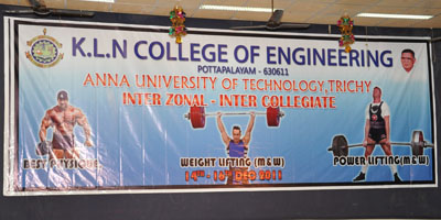 AU Trichy Inter zonal Best Physique, Power Lifting and Weight Lifting Competition 14-16 Dec’2011